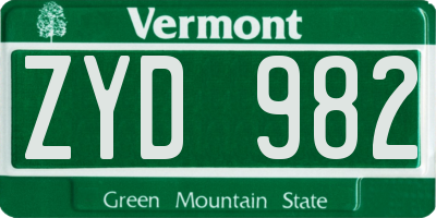 VT license plate ZYD982