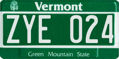 VT license plate ZYE024