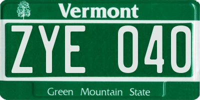 VT license plate ZYE040