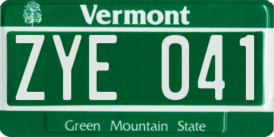 VT license plate ZYE041