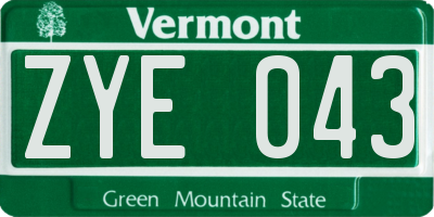 VT license plate ZYE043