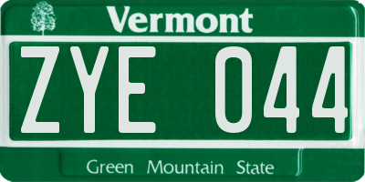 VT license plate ZYE044