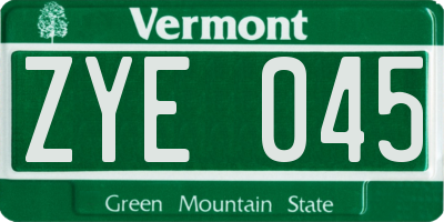 VT license plate ZYE045