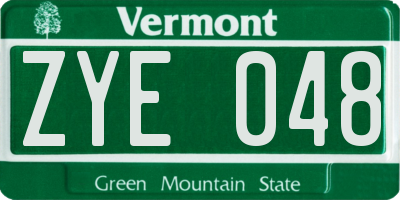 VT license plate ZYE048