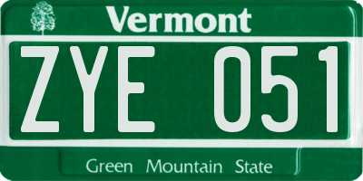 VT license plate ZYE051