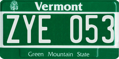 VT license plate ZYE053