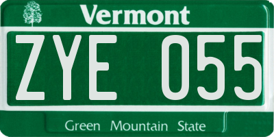 VT license plate ZYE055