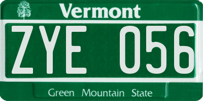 VT license plate ZYE056