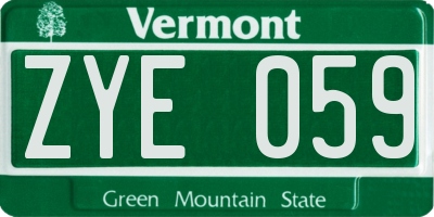 VT license plate ZYE059