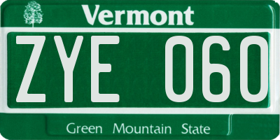 VT license plate ZYE060