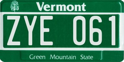 VT license plate ZYE061