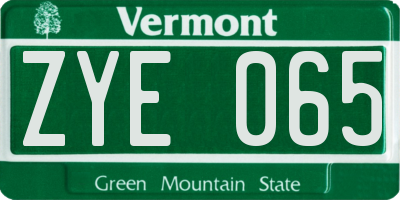 VT license plate ZYE065