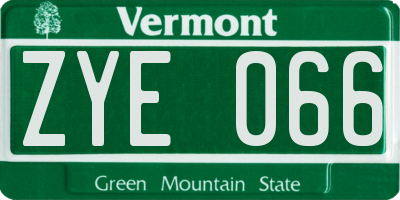 VT license plate ZYE066