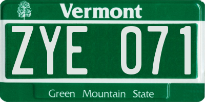 VT license plate ZYE071