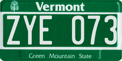 VT license plate ZYE073
