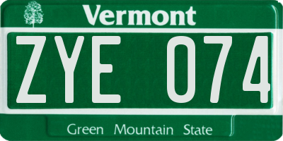 VT license plate ZYE074