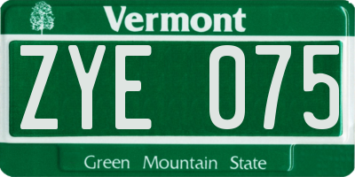 VT license plate ZYE075