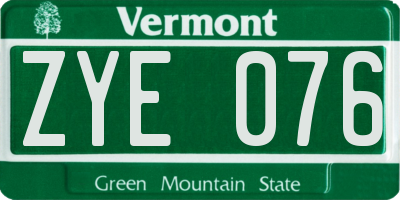 VT license plate ZYE076