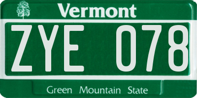 VT license plate ZYE078
