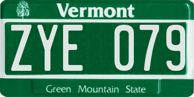 VT license plate ZYE079