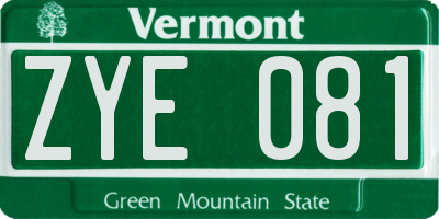 VT license plate ZYE081