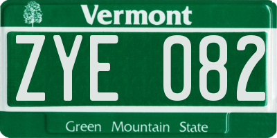 VT license plate ZYE082