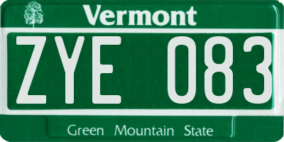VT license plate ZYE083