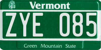 VT license plate ZYE085