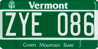 VT license plate ZYE086