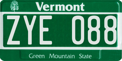 VT license plate ZYE088