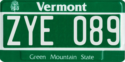 VT license plate ZYE089