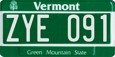 VT license plate ZYE091