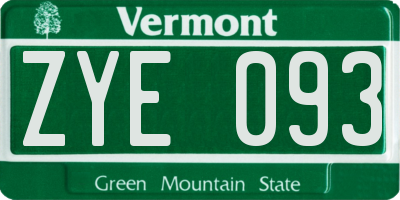 VT license plate ZYE093