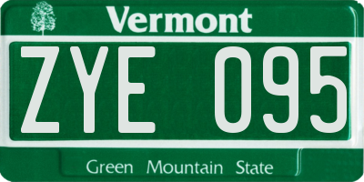 VT license plate ZYE095