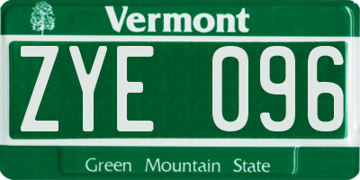 VT license plate ZYE096