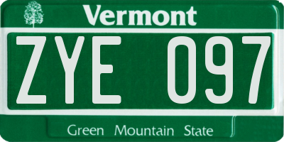 VT license plate ZYE097