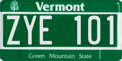 VT license plate ZYE101