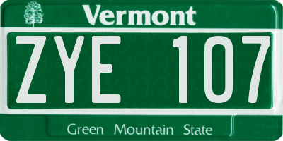 VT license plate ZYE107