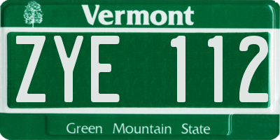 VT license plate ZYE112