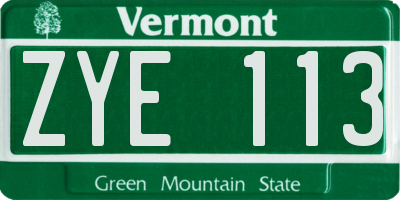 VT license plate ZYE113