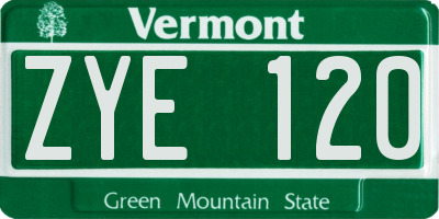 VT license plate ZYE120
