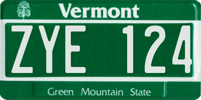 VT license plate ZYE124