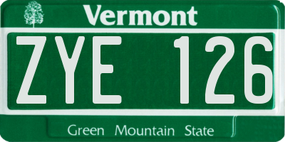 VT license plate ZYE126