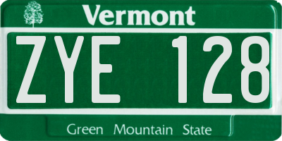 VT license plate ZYE128