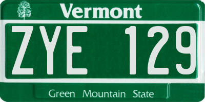 VT license plate ZYE129