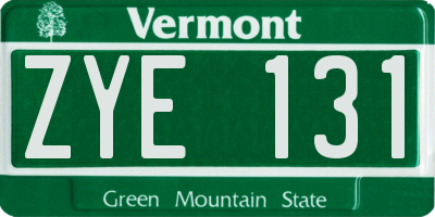 VT license plate ZYE131