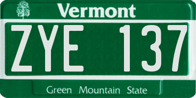 VT license plate ZYE137