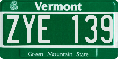 VT license plate ZYE139