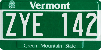 VT license plate ZYE142