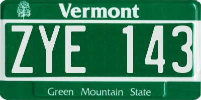 VT license plate ZYE143